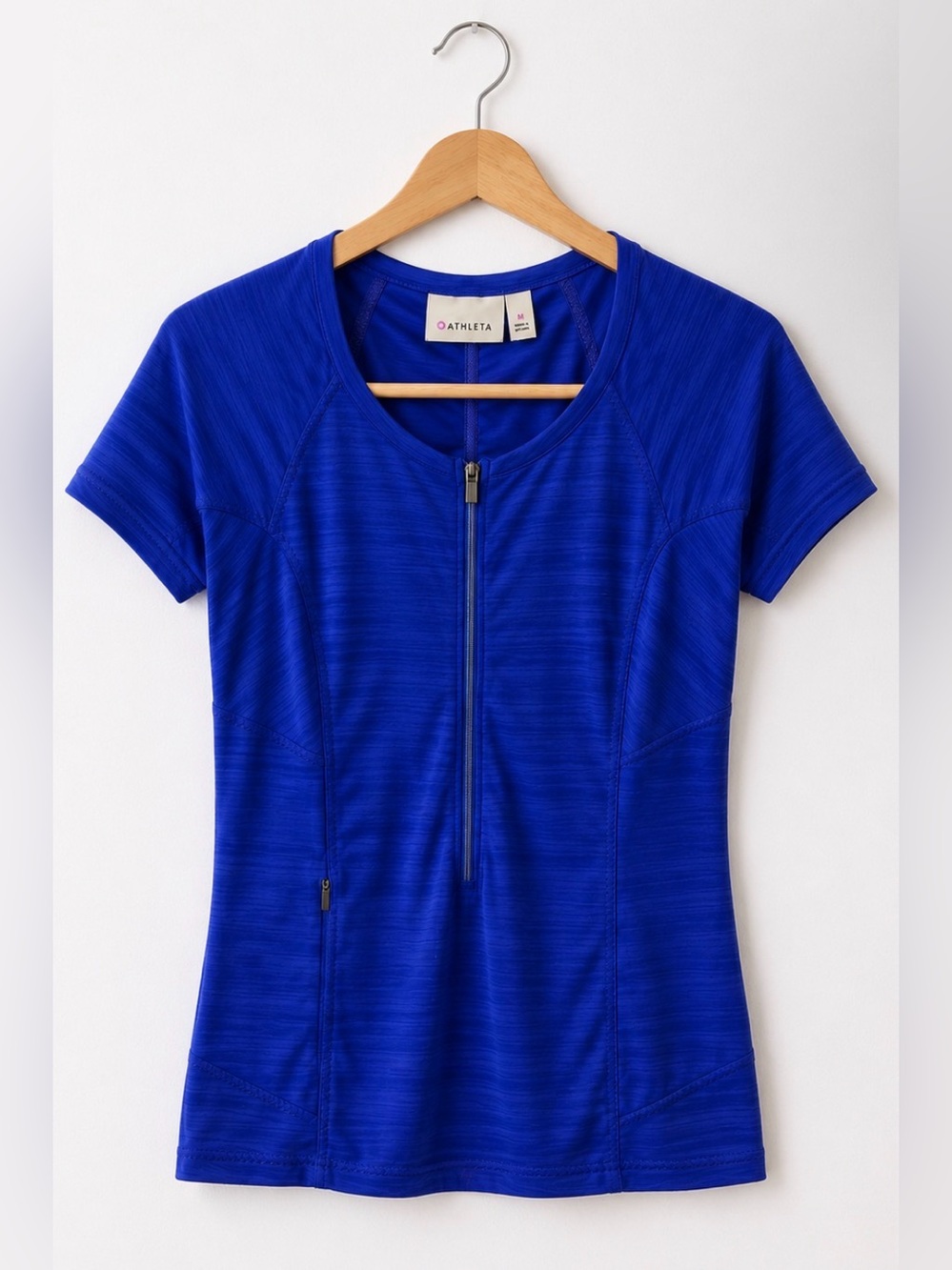 Athleta Blue Short Sleeve Half Zip Athletic Top Size Medium